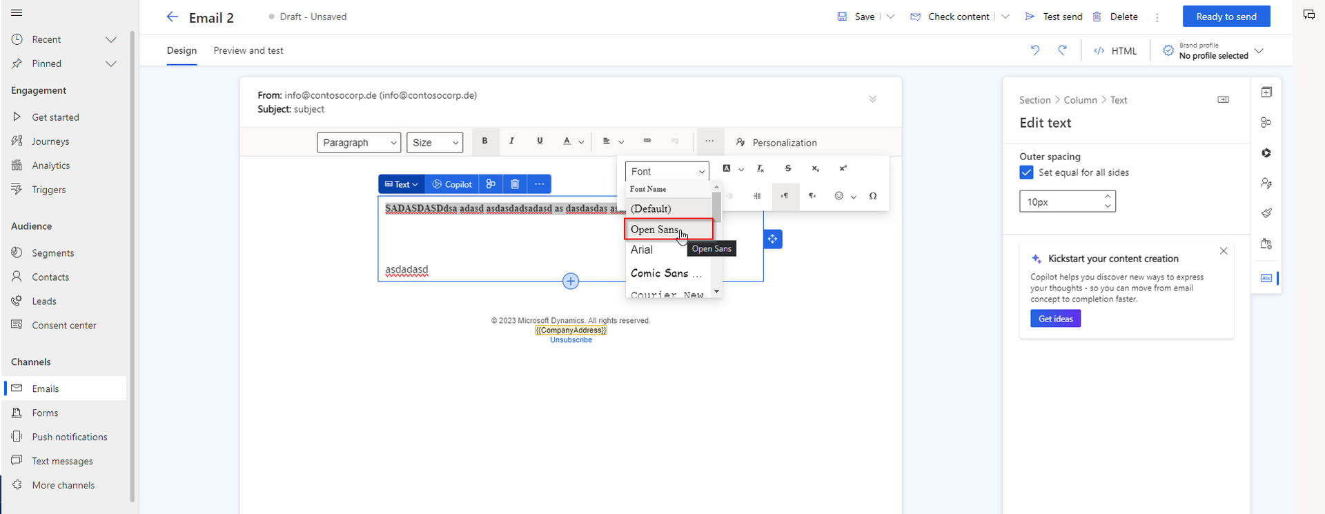 Schriftart steht im Designer zur Verfügung