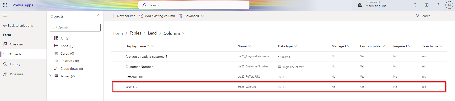 Neue Spalte in Power Apps erstellen